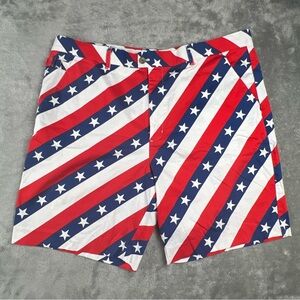 Royal & Awesome Red White & Blue Stars Golf Chino Shorts Size 44 Patriotic